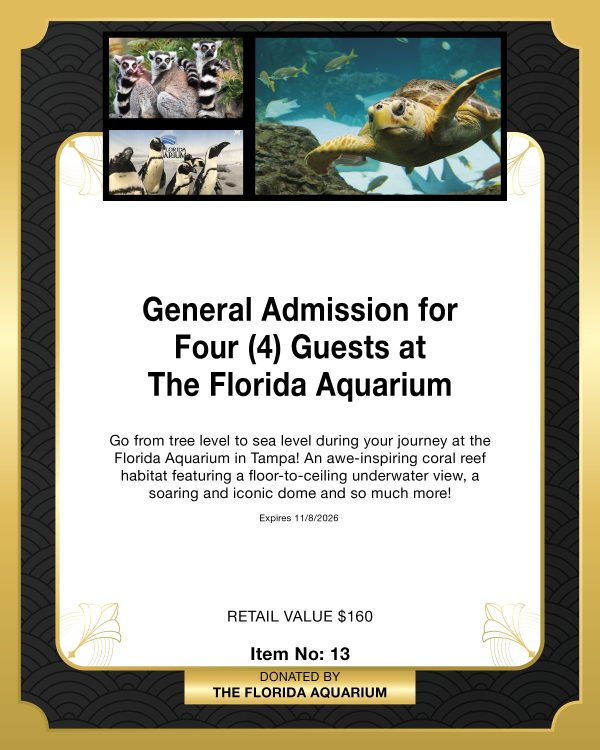 General Admission for Four (4) Guests at The Florida Aquarium