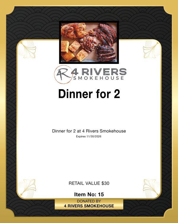 4 Rivers Smokehouse Dinner for 2