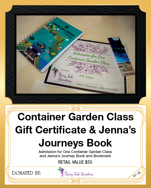 Container Garden Gift Certificate and Jenna's Journeys Book