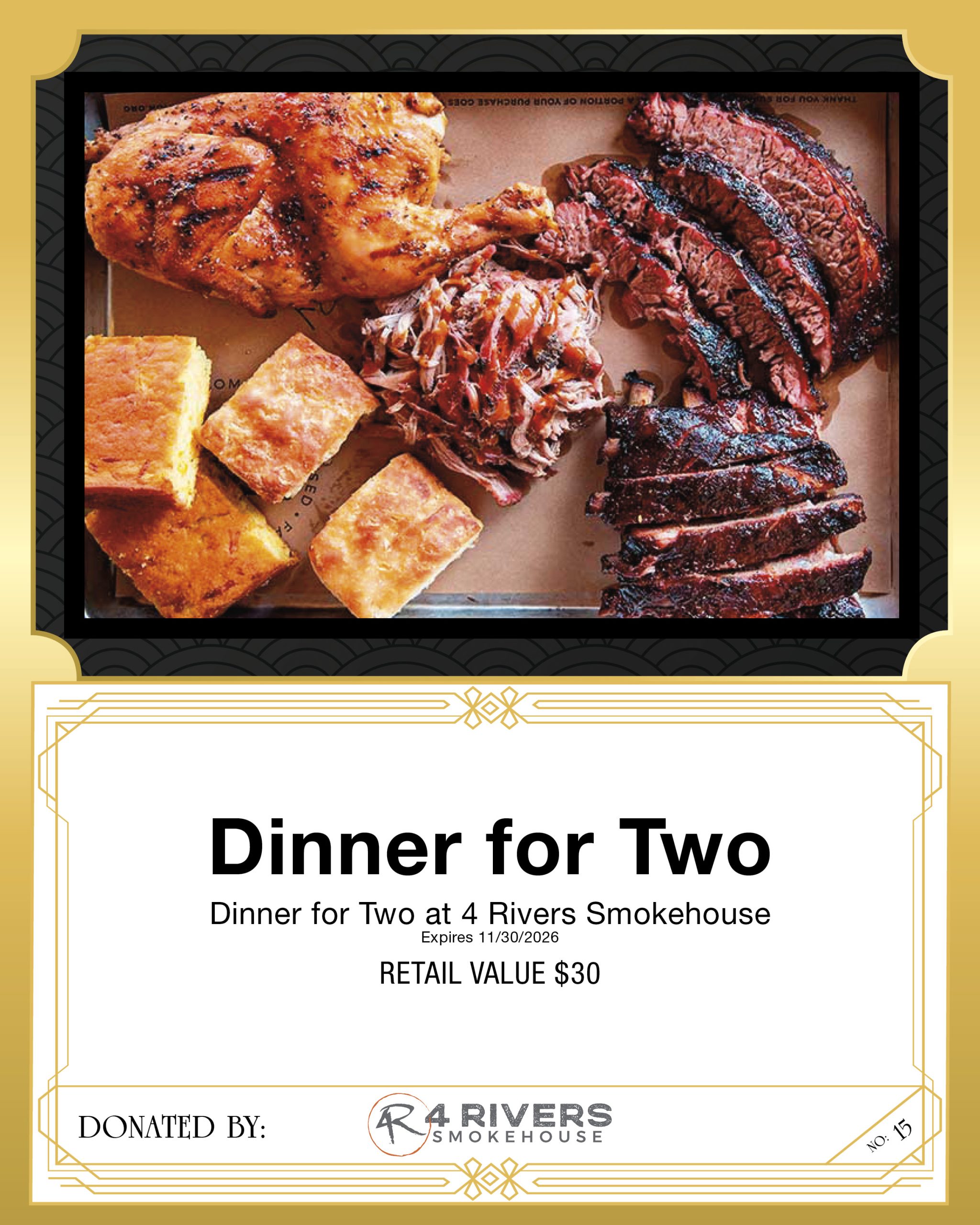 4 Rivers Smokehouse Dinner for 2